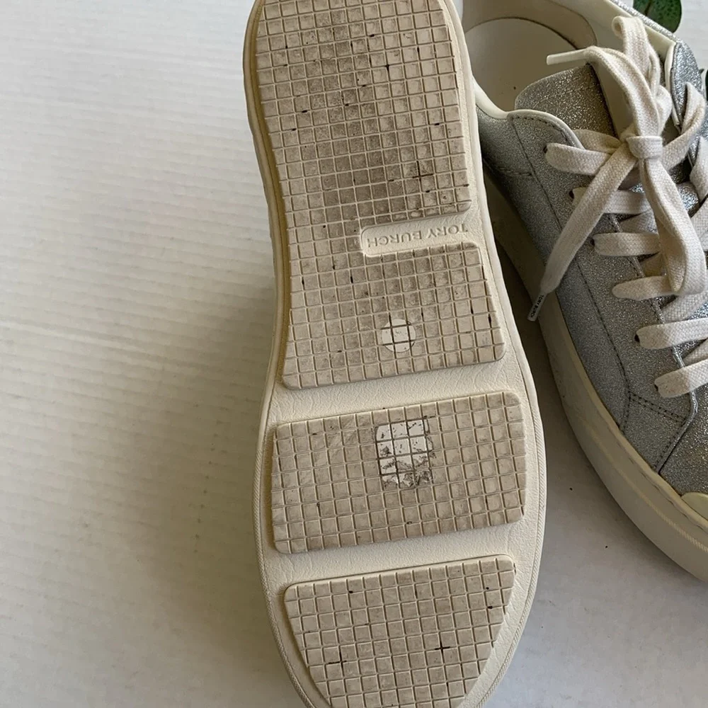 Tory Burch Lady Bug Glitter Sneaker in Silver Glitter/Blanc